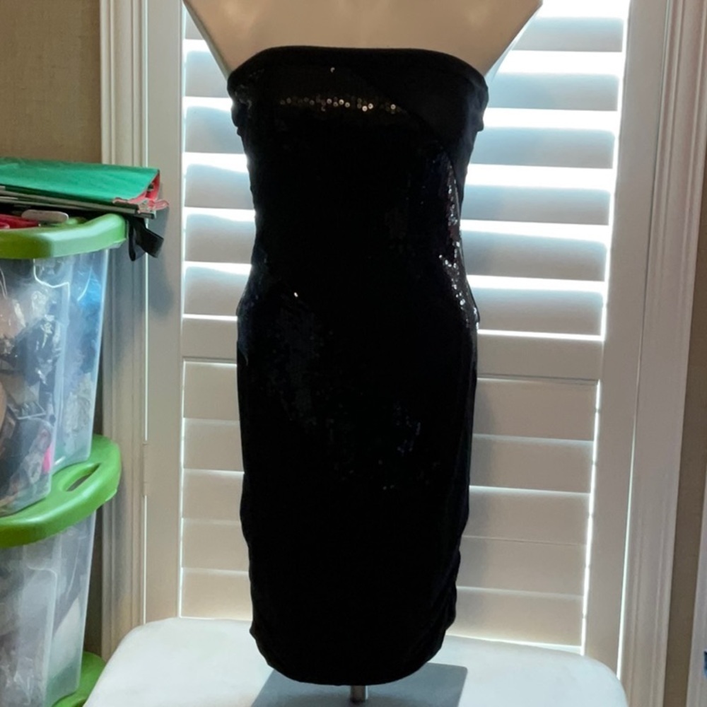 Papaya Black Strapless Sequin Dress